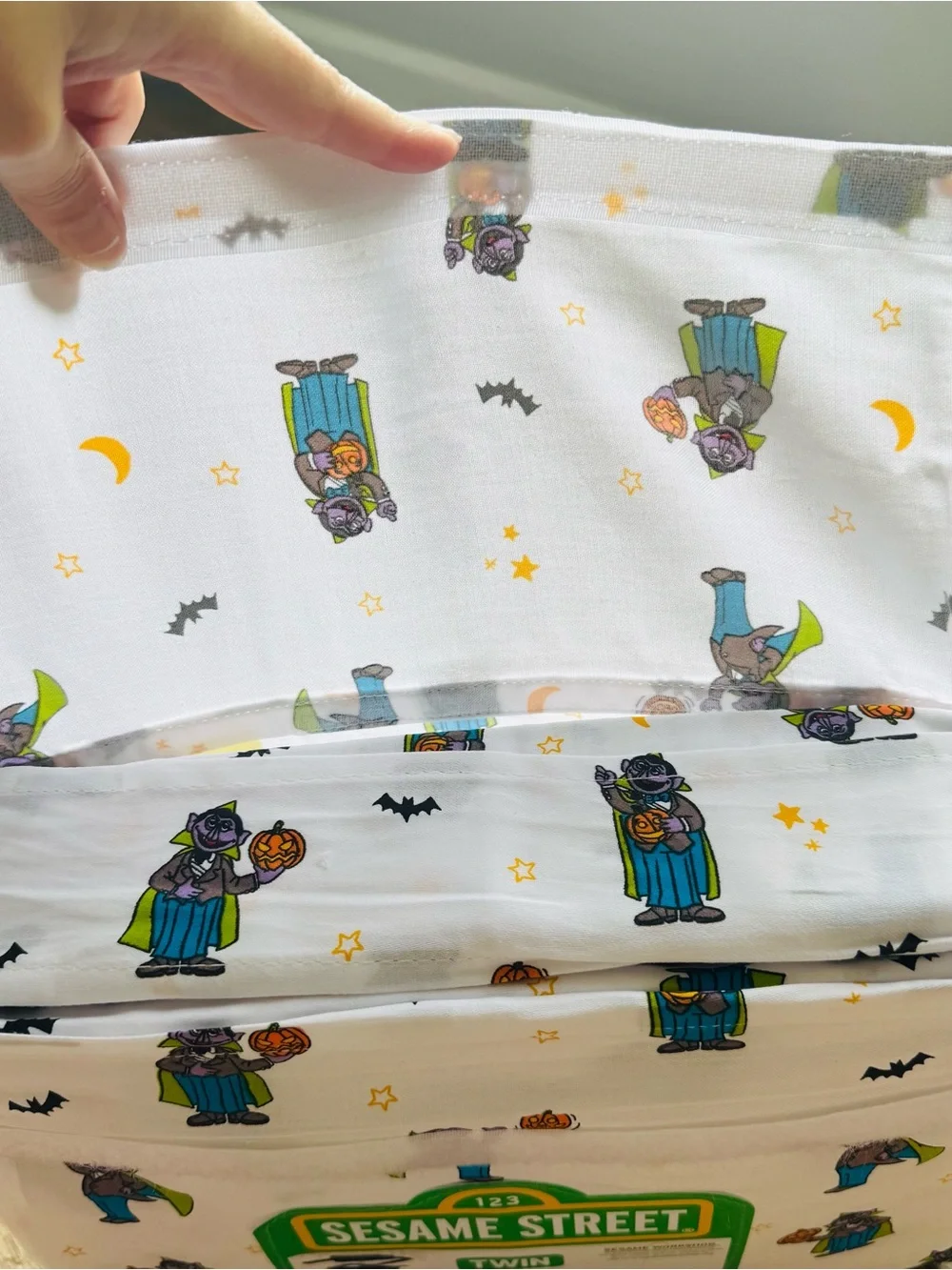 Sesame Street The Count Halloween Twin Sheet Set 100% Cotton 3 Pc NIP